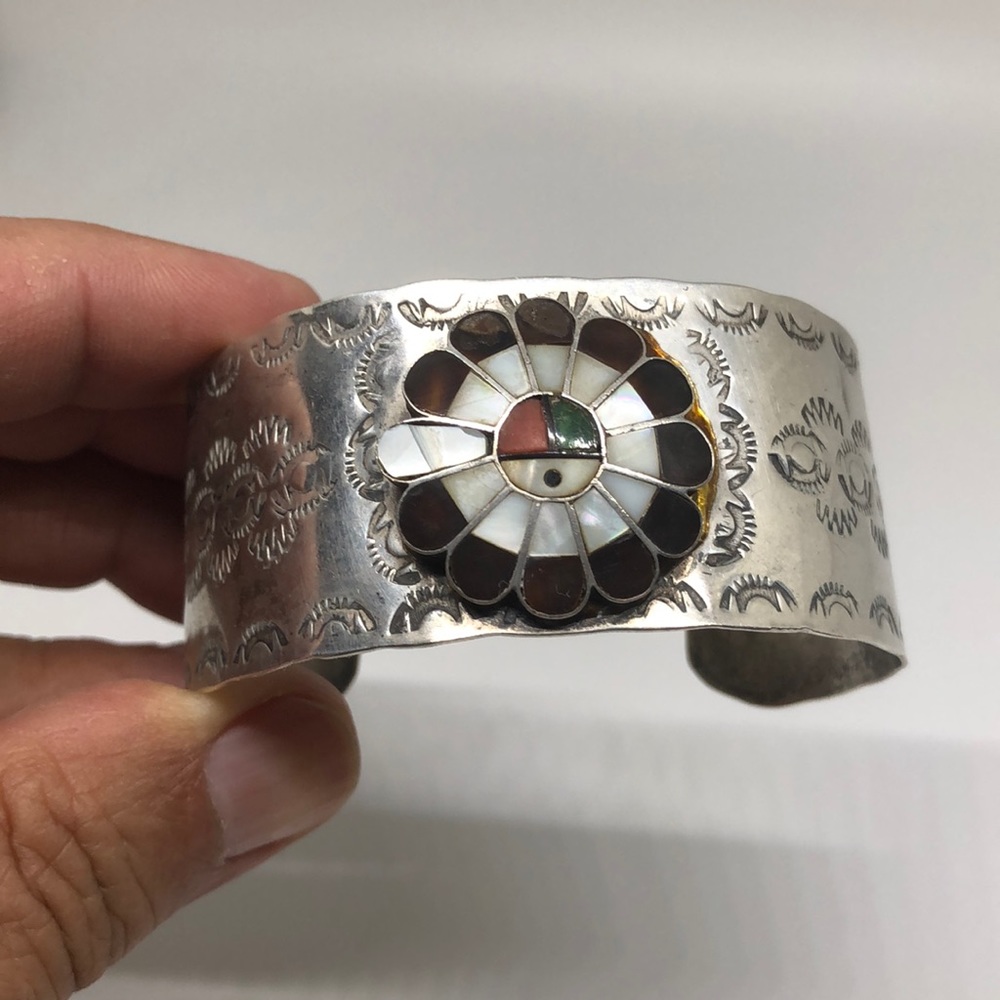 Vintage Native American cuff bangle sterling